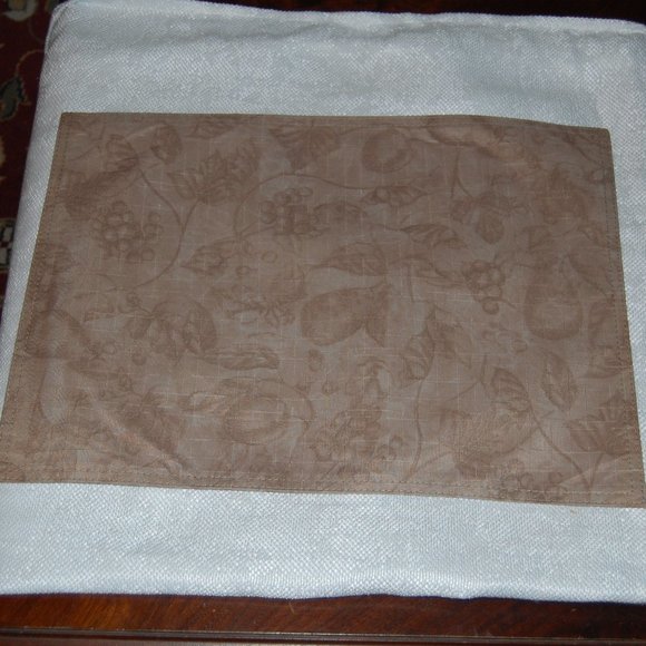 4 Tan/Brown/Beige Tone Fruit & Leaves Print Placemats  13 1/4" Wide by 18" Long - Picture 7 of 14